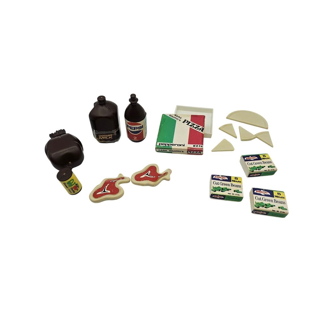 Vintage Lot Marx Sindy Accessories Food Drink Pizza Forzen Food Meat Cans